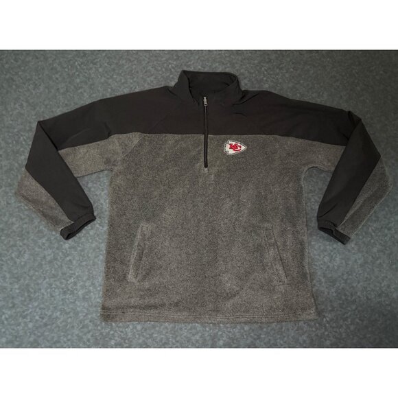 NFL Kansas City Chiefs 1/4 Zip Black/Grey Fleece Jacket - Size XL - Picture 1 of 5